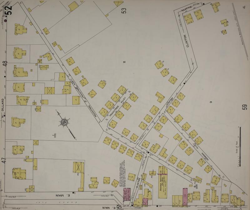 1913 Sanborn Map showing area north of East Main Street.