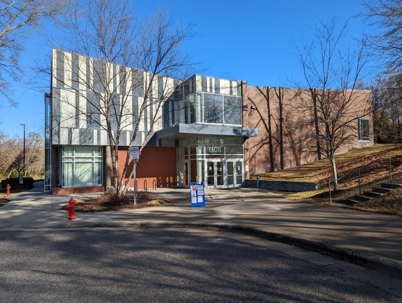 South-facing entrance of Walltown Park Recreation Center, January 2023