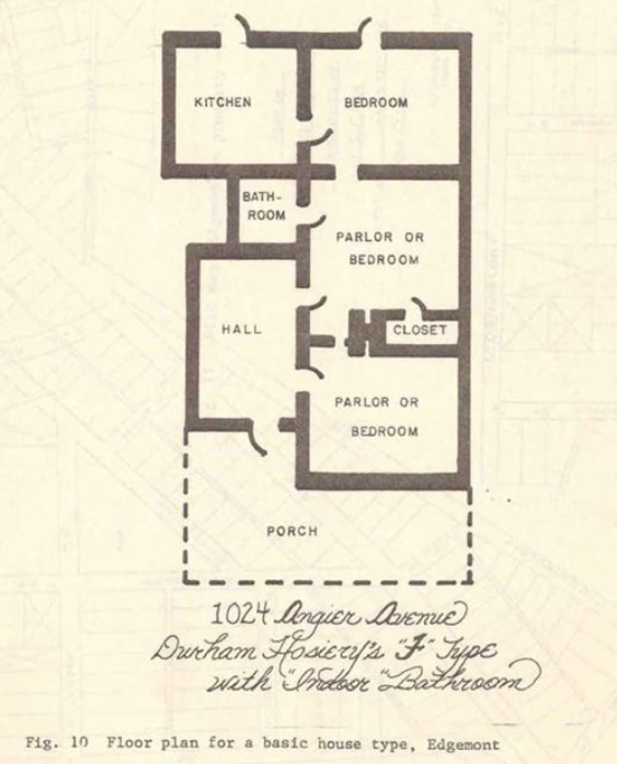 A top-down view diagram of a house, showing the layout of 1024 Angier Avenue.