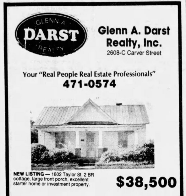 A real estate listing for 1802 Taylor St., 1986