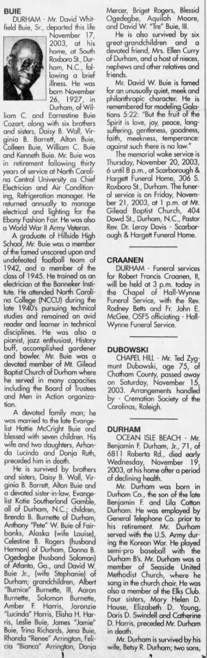 David Buie Obituary