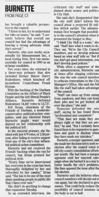 Durham Herald Sun article continued