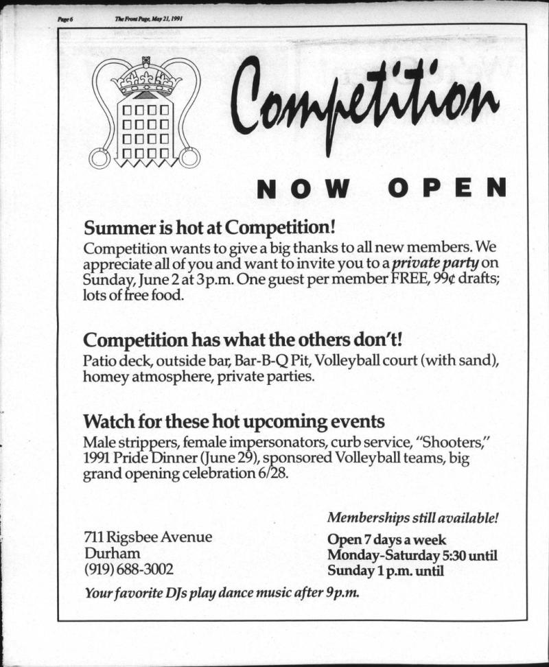 Competition Advertisement, The Front Page, May 21, 1991