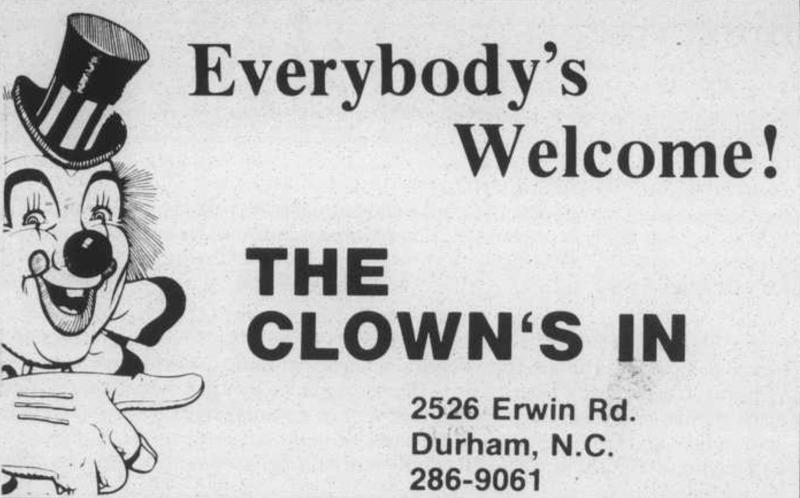 The Clown's Inn Advertisement in The Front Page, October 24, 1980, Page 7