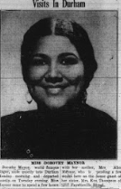 clip from Carolina Times mentioning Dorothy visiting Durham