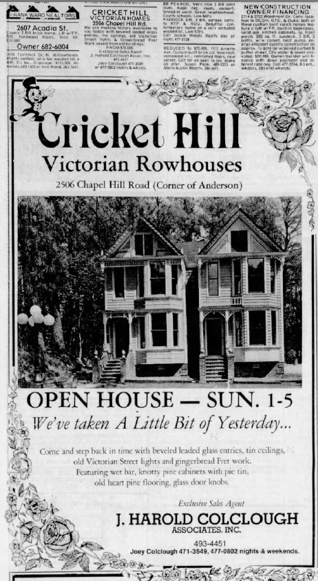 Cricket Hill newspaper advertisement