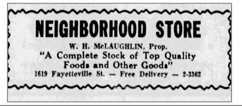 W.H. McLaughlin Neighborhood Store Ad