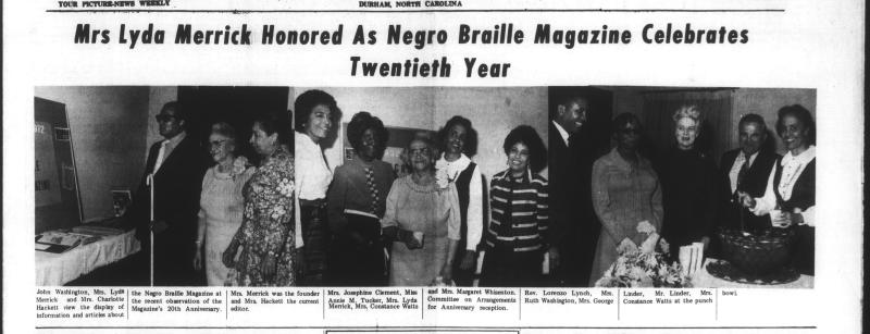 Mrs. Lyda Merrick Honored As Negro Braille Magazine Celebrates Twentieth Year