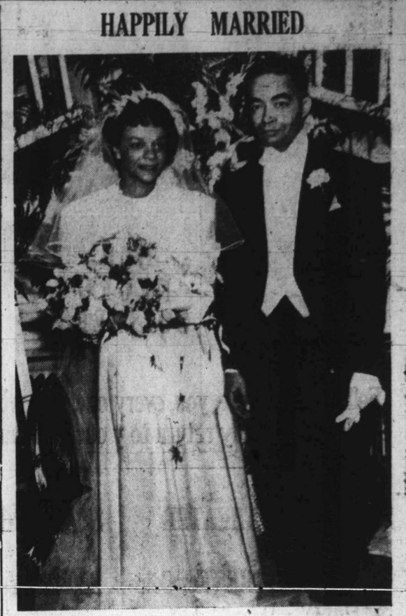 A wedding photo of Dorothy Shepard Manley and Albert Manley (The Carolina Times) - March 13, 1943.