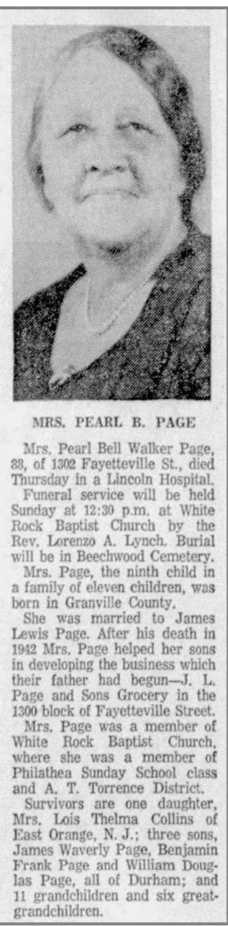 Pearl B. Page Obituary