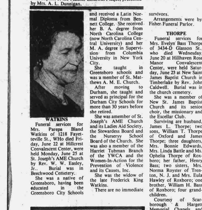 Parepa Watkins Obituary