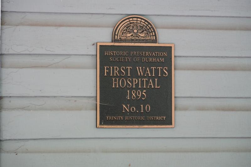 Preservation Durham Historic Plaque- First Watts Hospital
