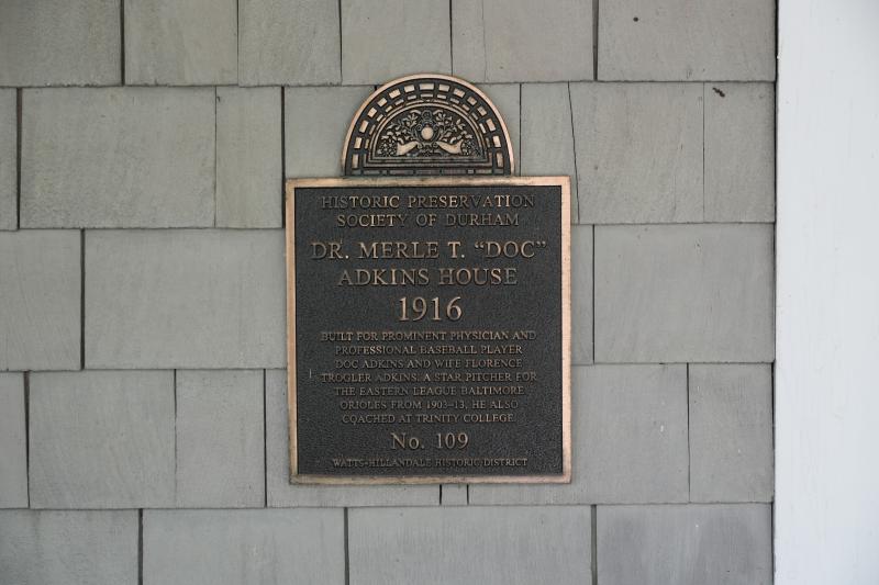 Picture of Preservation Durham Plaque on the Dr. Merle T "Doc" Adkins House