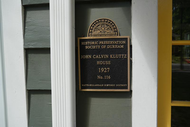 Picture of Preservation Durham Plaque on the James Calvin Kluttz House