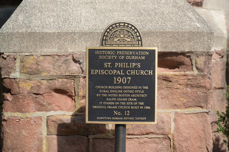 Preservation Durham Historic Plaque- St. Philip's Episcopal Church