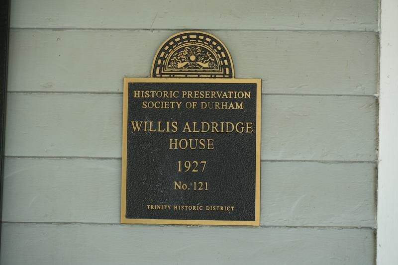 Picture of Preservation Durham Plaque on the Willis Aldridge House