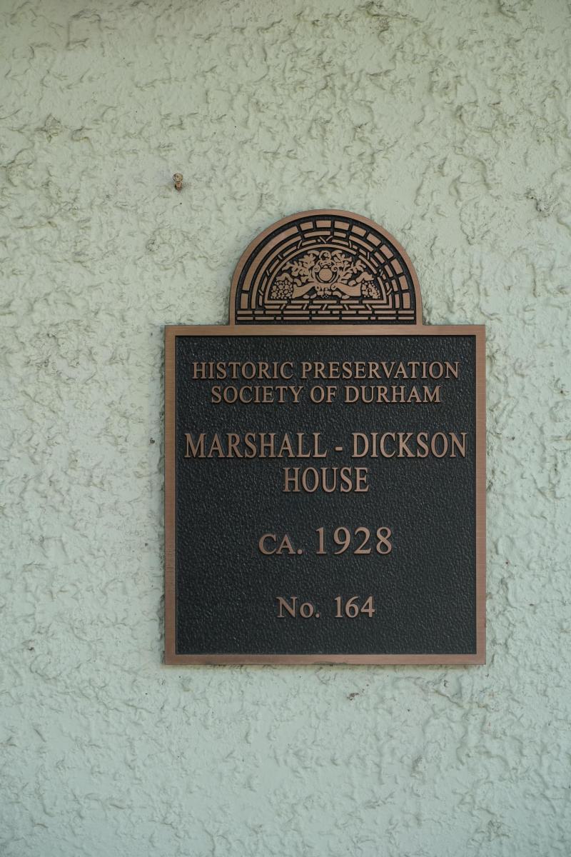 Picture of Preservation Durham Plaque on the Marshall-Dickson House