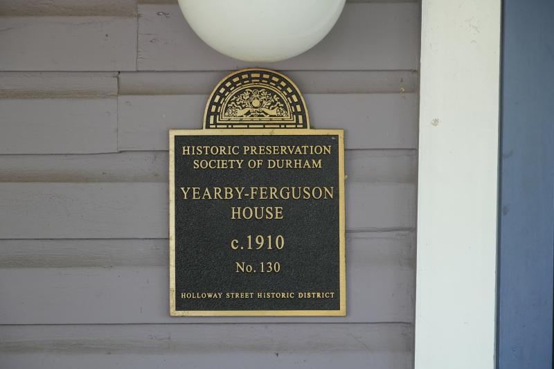 Picture of Preservation Durham Plaque on the Yearby-Ferguson House