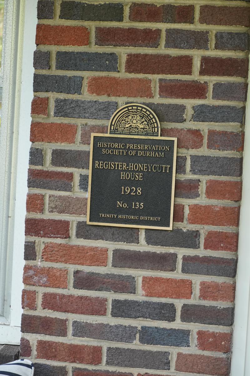 Picture of Preservation Durham Plaque on the Register-Honeycutt House