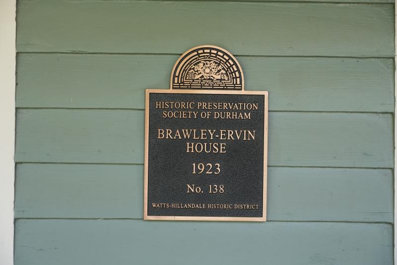 Picture of Preservation Durham Plaque on the Brawley-Ervin House