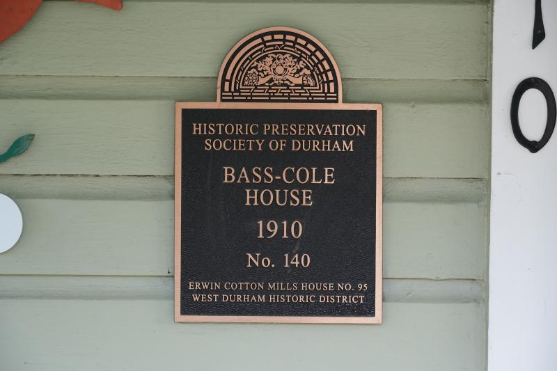 Picture of Preservation Durham Plaque on the Bass-Cole House