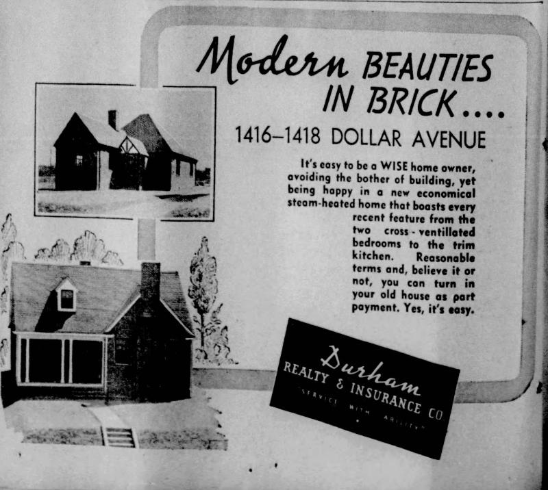 advertisement of 1416 and 1418 Dollar for sale in 1939