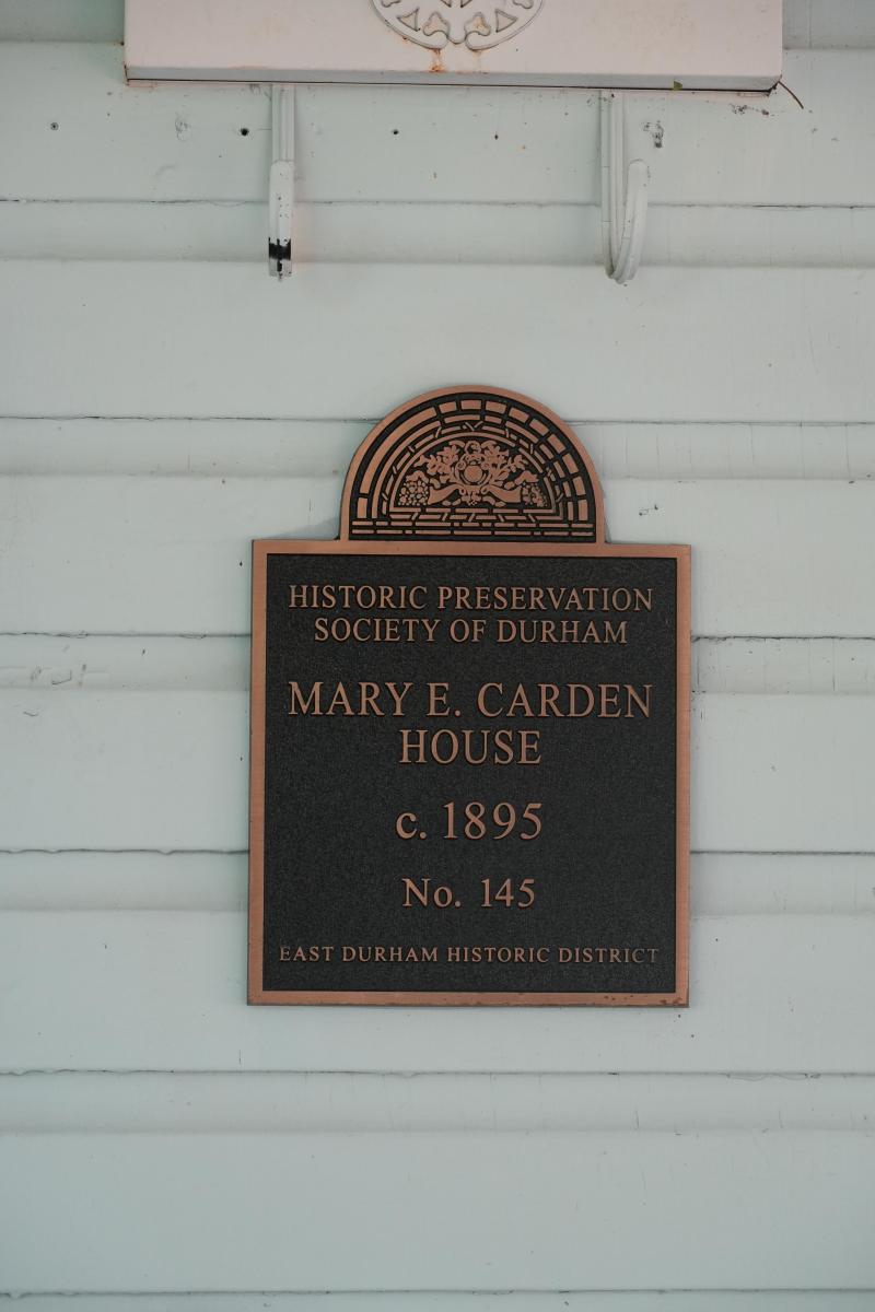Picture of Preservation Durham Plaque on the Mary E. Carden House