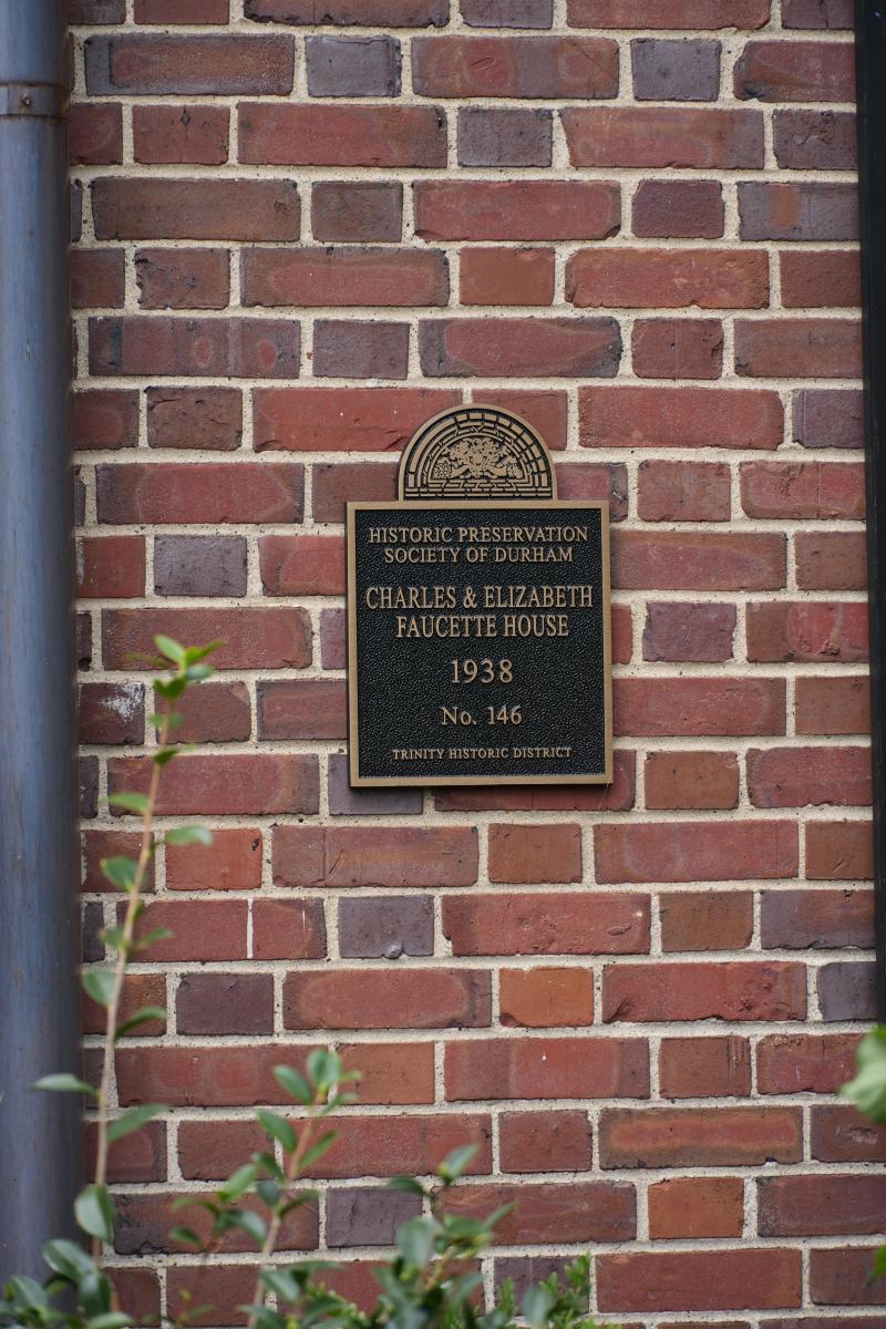 Picture of Preservation Durham Plaque on the Charles & Elizabeth Faucette House