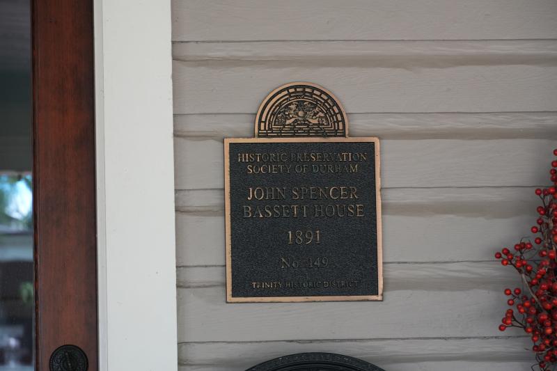 Picture of Preservation Durham Plaque on the John Spencer Bassett House