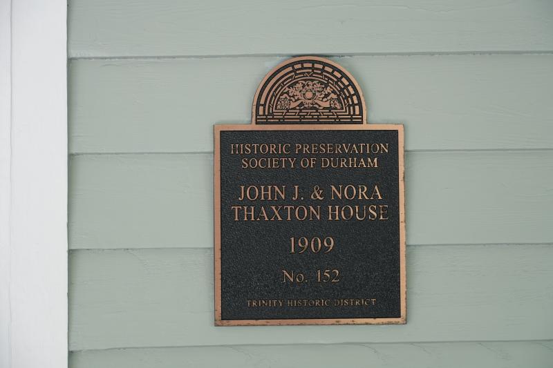 Picture of Preservation Durham Plaque on the John J. & Nora Thaxton House