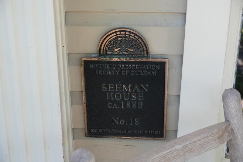 Picture of Preservation Durham Historic Plaque on the Seeman House