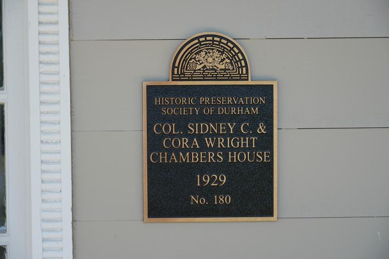 Picture of Preservation Durham Plaque on the Col. Sidney C. & Cora Wright Chambers House