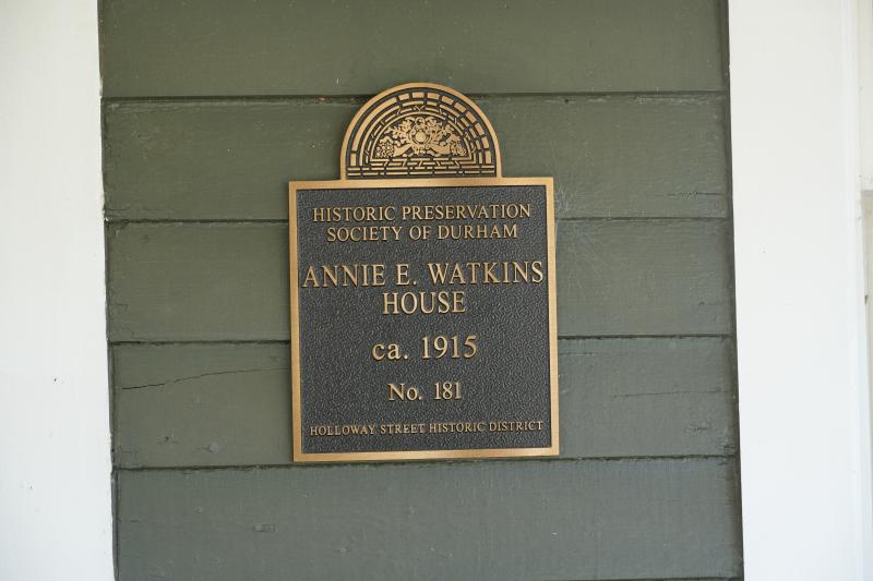 Picture of Preservation Durham Plaque on the Annie E. Watkins House