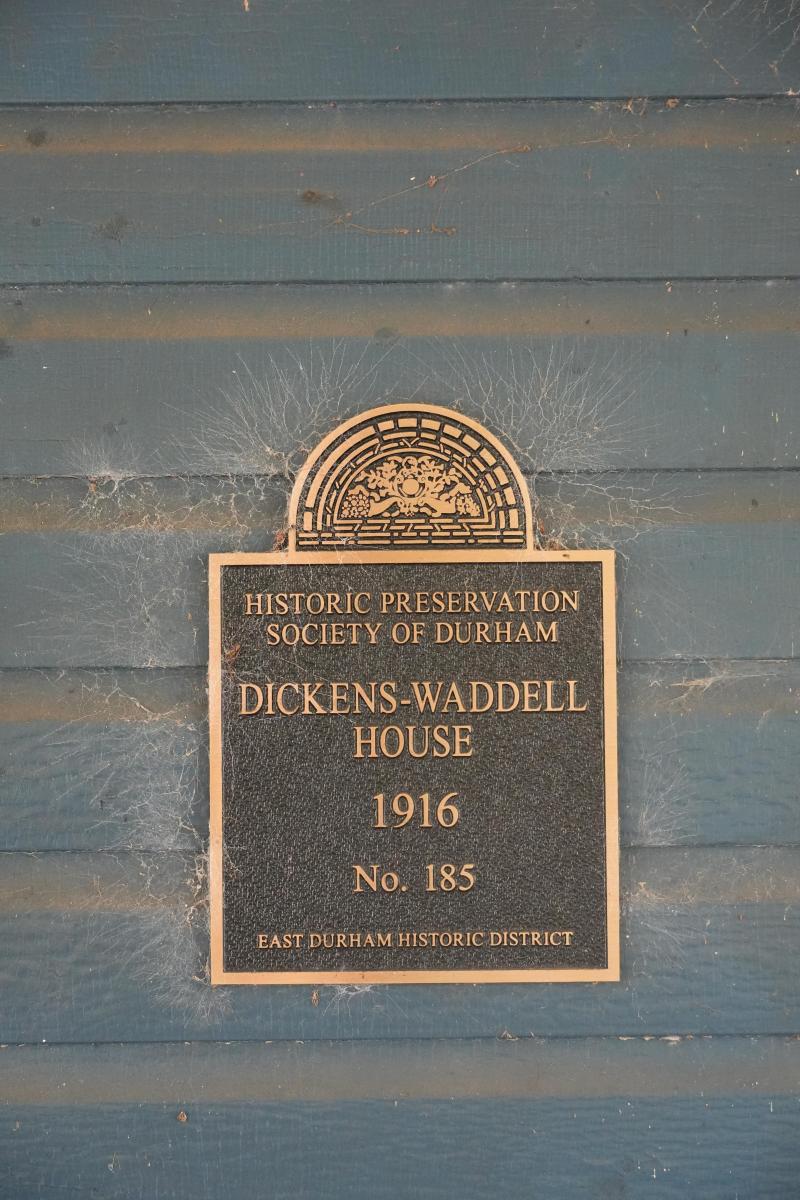 Picture of Preservation Durham Plaque on the Dickens-Waddell House