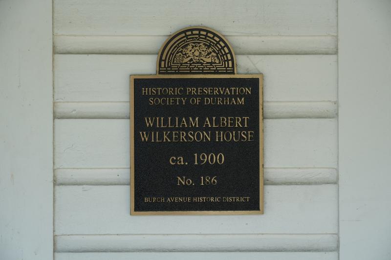 Picture of Preservation Durham Plaque on the William Albert Wilkerson House