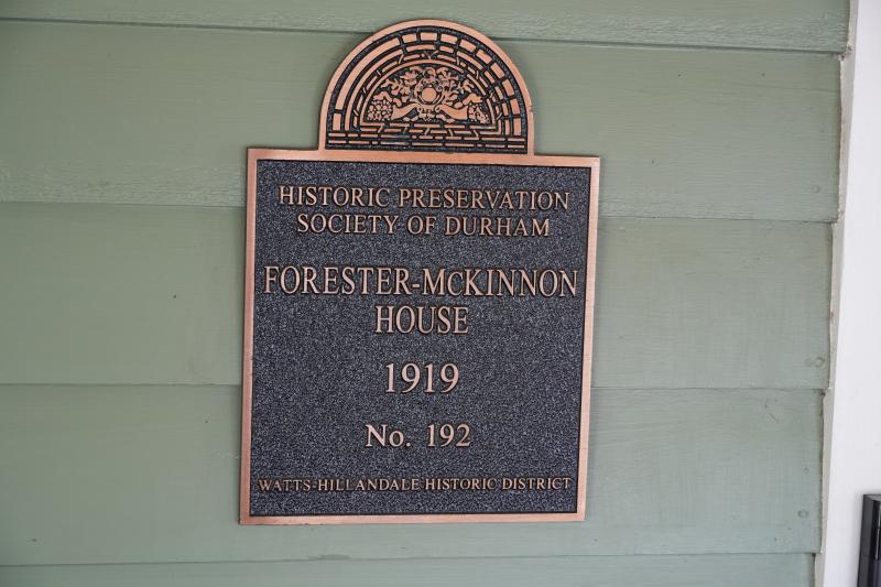 Picture of Preservation Durham Plaque on the Forester-McKinnon House
