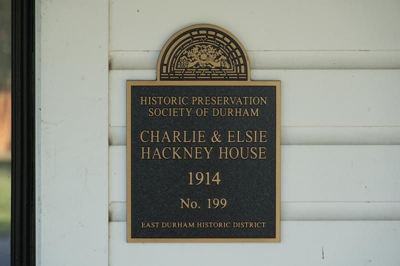 Picture of Preservation Durham Plaque on the Charlie & Elsie Hackney House