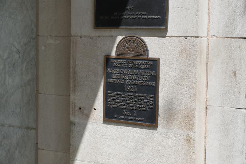 Preservation Durham Historic Plaque- NC Mutual Life Insurance Original Building