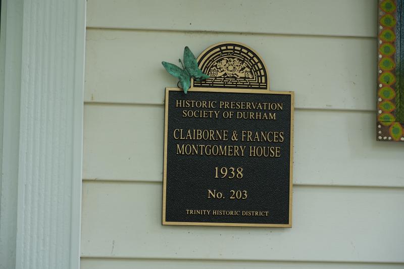 Picture of Preservation Durham Plaque on the Claiborne & Frances Montgomery House