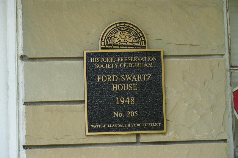 Picture of Preservation Durham Plaque on the Ford-Swartz House