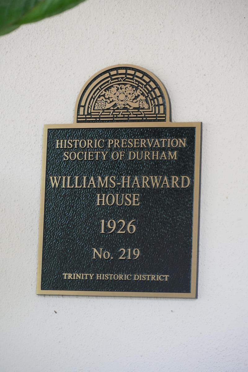 Picture of Preservation Durham Plaque on the Williams-Harward House