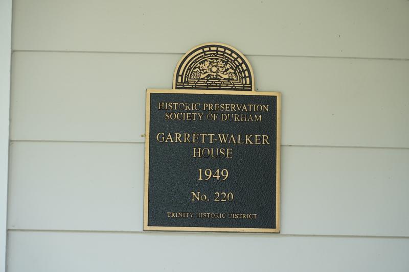 Picture of Preservation Durham Plaque on the Garrett-Walker House