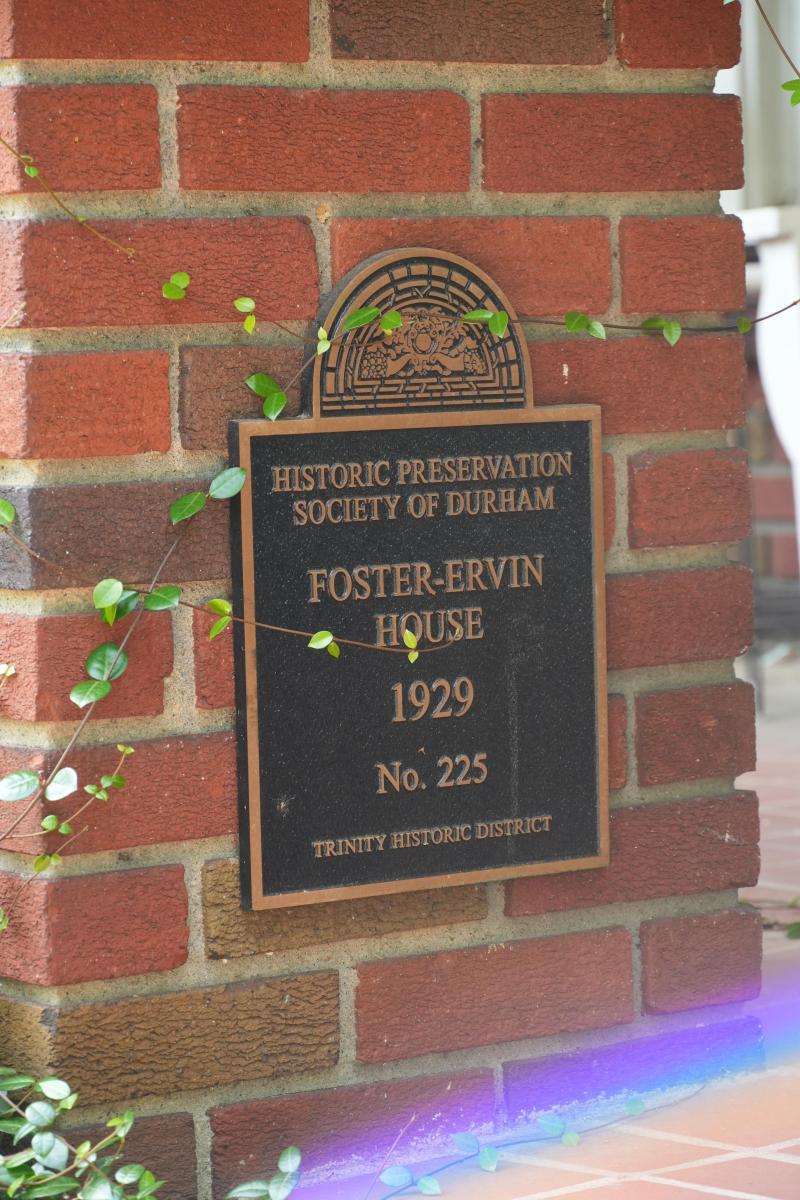 Picture of Preservation Durham Plaque on the Foster-Ervin House