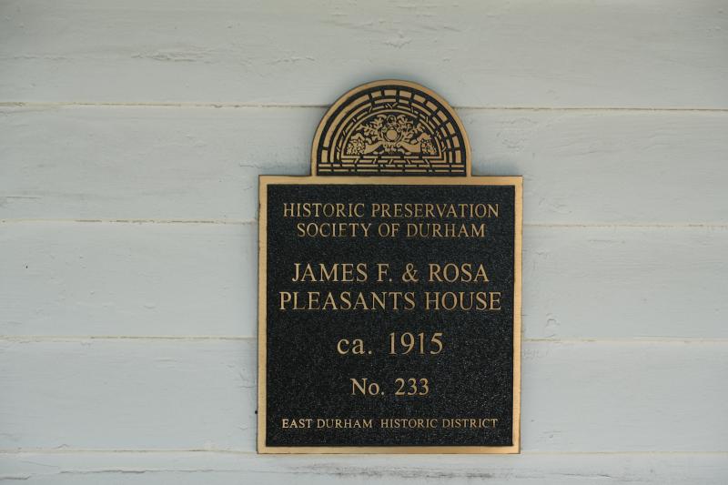 Picture of Preservation Durham Plaque on the James F. & Rosa Pleasants House