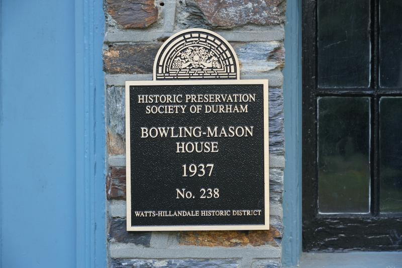 Picture of Preservation Durham Plaque on the Bowling-Mason House