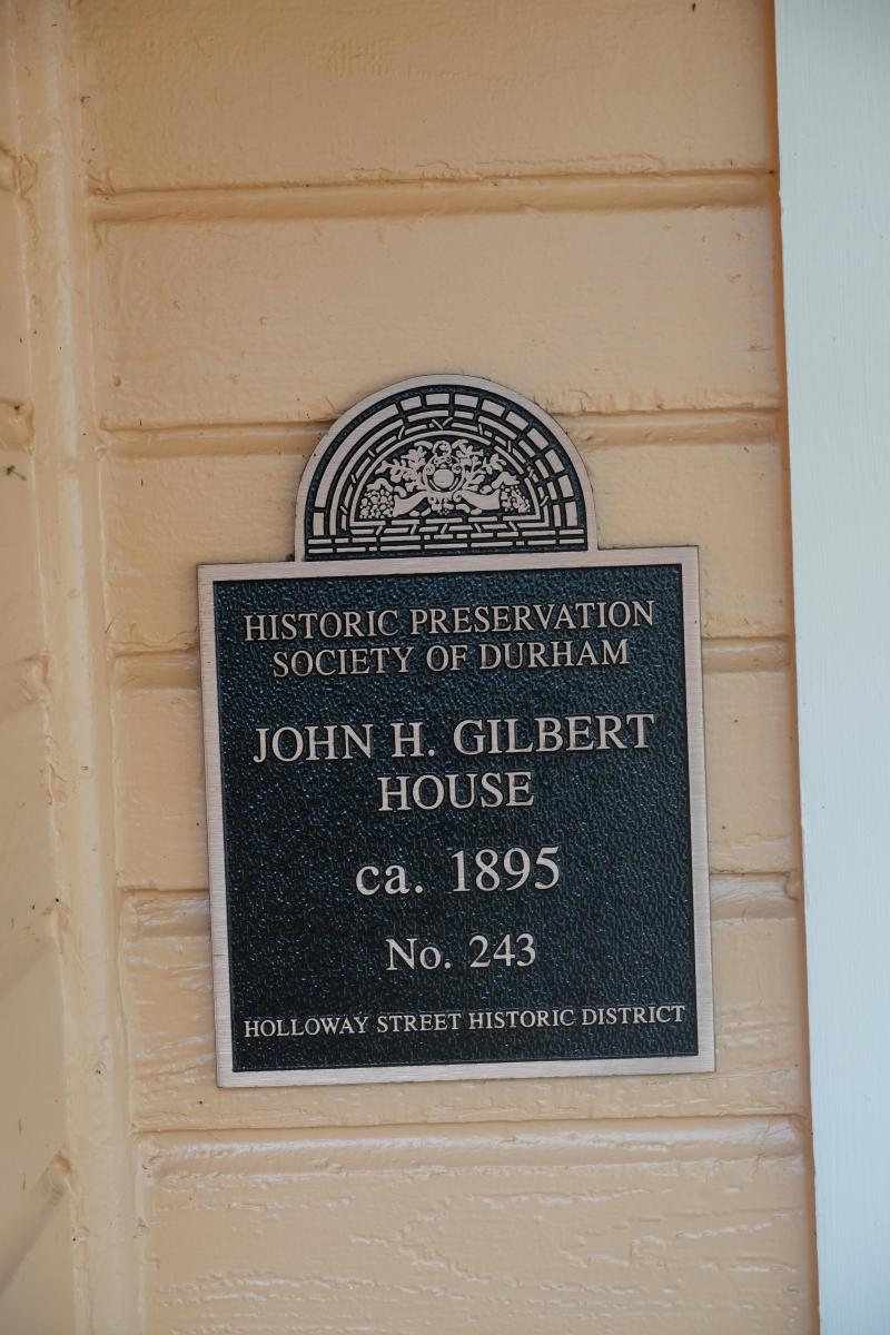 Picture of Preservation Durham Plaque on the John H. Gilbert House