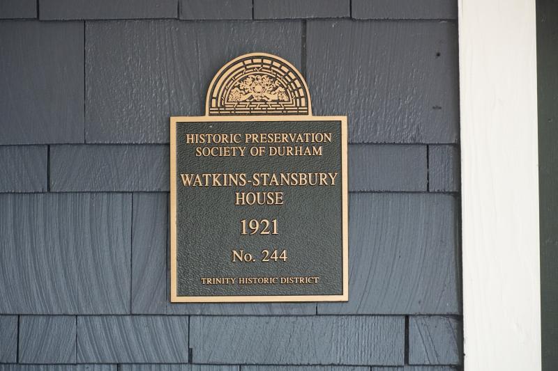 Picture of Preservation Durham Plaque on the Watkins-Stansbury House