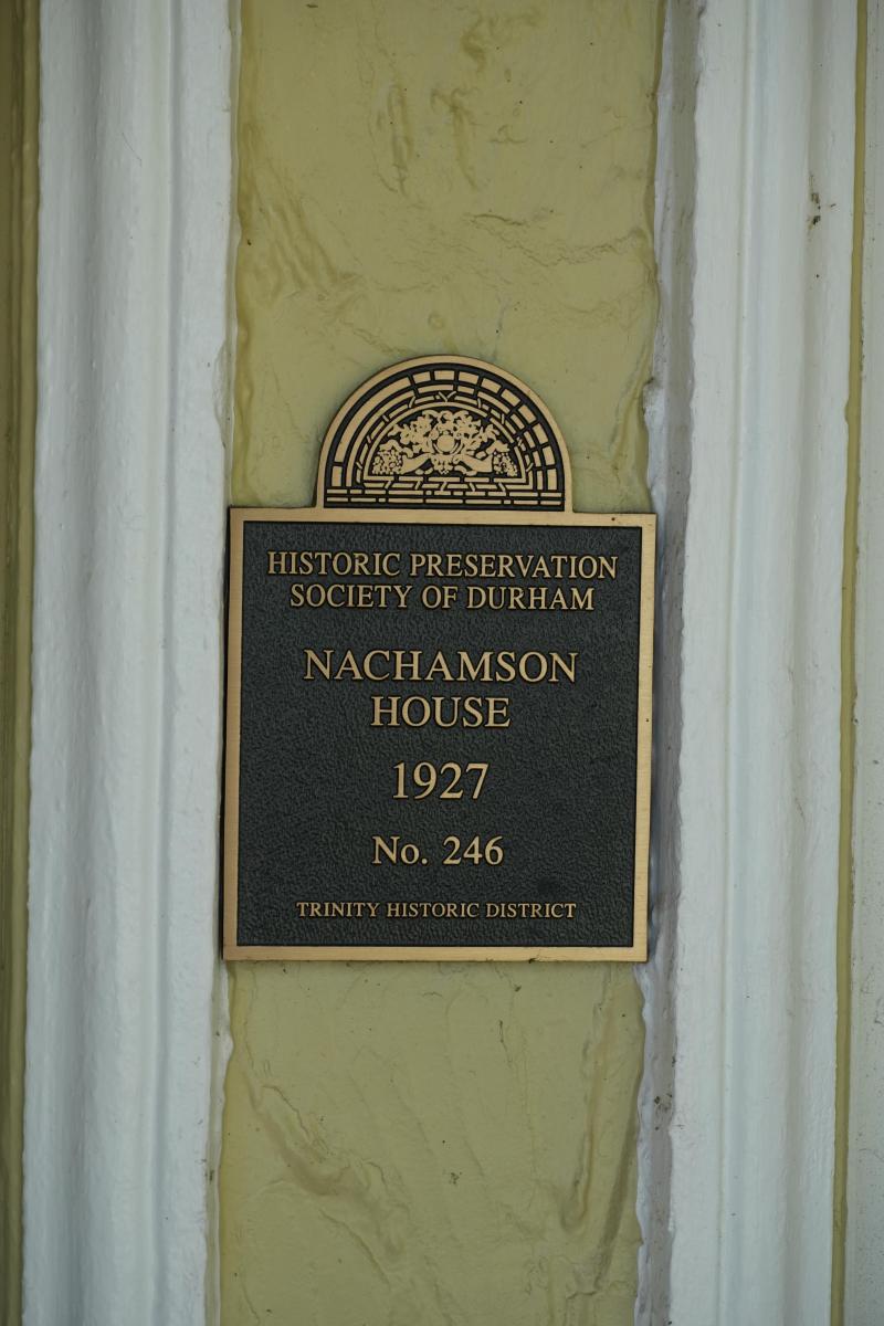 Picture of Preservation Durham Plaque on the Nachamson House