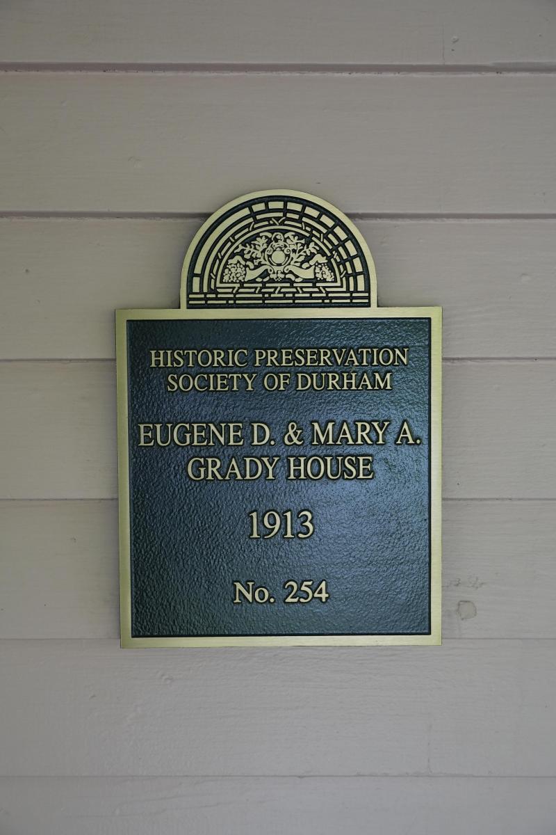 Picture of Preservation Durham Plaque on the Eugene D. & Mary A. Grady House