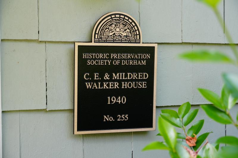 Picture of Preservation Durham Plaque on the C.E. & Mildred Walker House